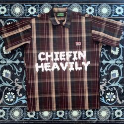 CHIEFIN HEAVILY X BEN DAVIS BURGUNDY COLLAR SHIRT