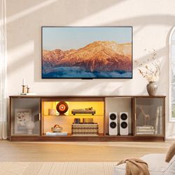70Inch LED TV Stand for 75inch TVs, TV Console with Storage, Media Console with Adjustable Shelf