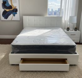 Queen Size Bed Frame Extra Storage Under Bed With Mattress Included 