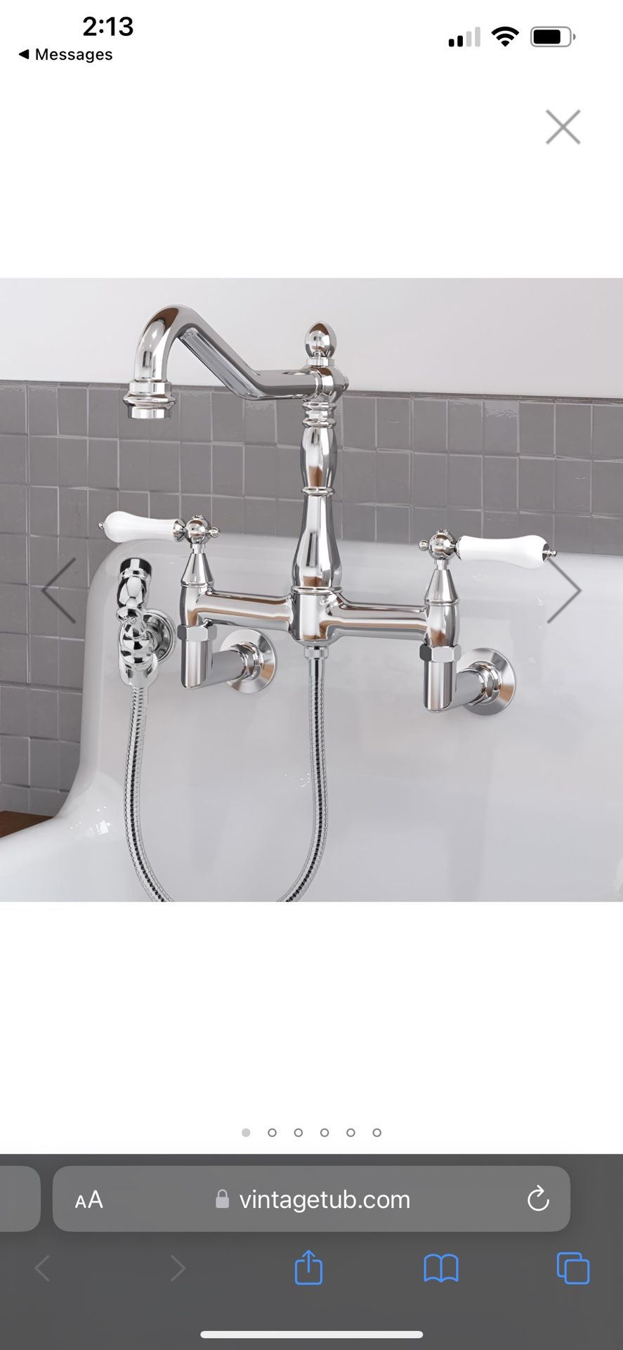 Chrome WALL MOUNTED BRIDGE KITCHEN FAUCET