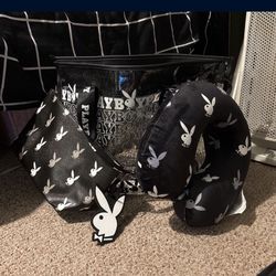 Playboy Signature Logo black 4-Piece Transparent Travel Tote Set  