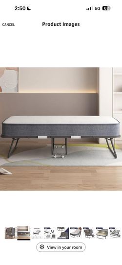 Folding Bed with 4" Mattress, 75" x 31"Rollaway Bed with 4 Lockable Wheels & Strong Sturdy Frame, Folding Bed with Mattress for Adult  