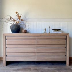 Gorgeous Modern Wood Lowboy Dresser Dovetail Joints 6 Drawers Japandi Rustic