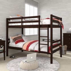Campbell Wood Twin over Twin Convertible Bunk Bed, Espresso