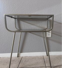 Metal and glass two tier side table