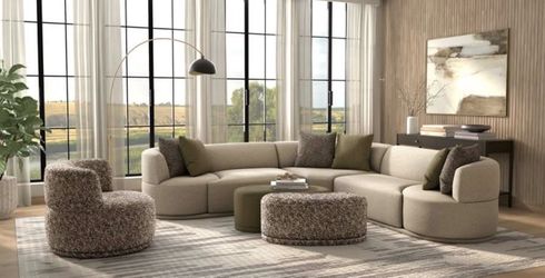 Pottery barn complete sectional couch and ottoman set