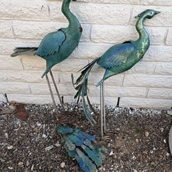 Pair of Peacock garden statues -  lawn art