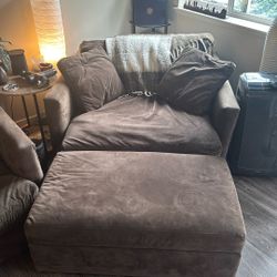 Crate & Barrel Arm Chair + Ottoman 