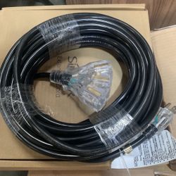 50 Ft Outdoor/indoor Power Extension Cord with Triple outlets , heavy Duty 14/3 Lighted 14gauge, 3 Prong, 15amps, UL Listed 