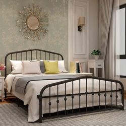 Metal Bed Frame With Headboard 