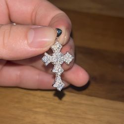 Moissanite Diamond Cross Pendant, Unique Style, 925 Sterling Silver