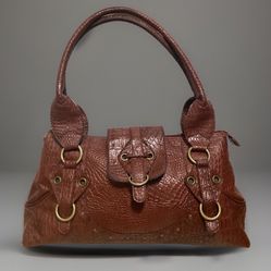 Unbranded brown faux leather shoulder handbag w/ snake texture