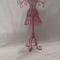 Pink Metal Jewelry Holder - Shaped Like A Dress