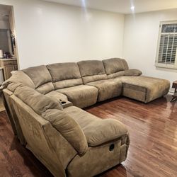 Brown Suede Sectional Couch