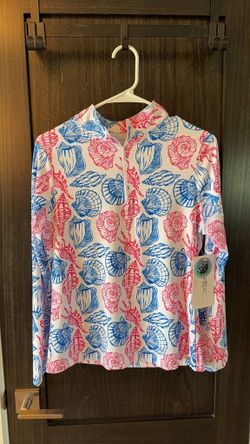 Gottex Women's Long Sleeve Golf and Tennis Shirt with Seashell Print Small 0244