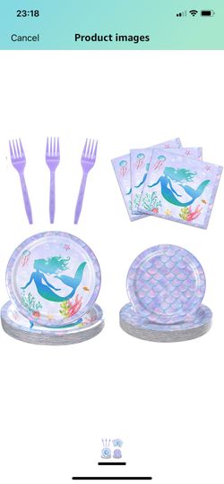 Ocean Party Decorations Tableware Plate, Fork, Napkins for Shower Birthday Wedding 96 Pcs 