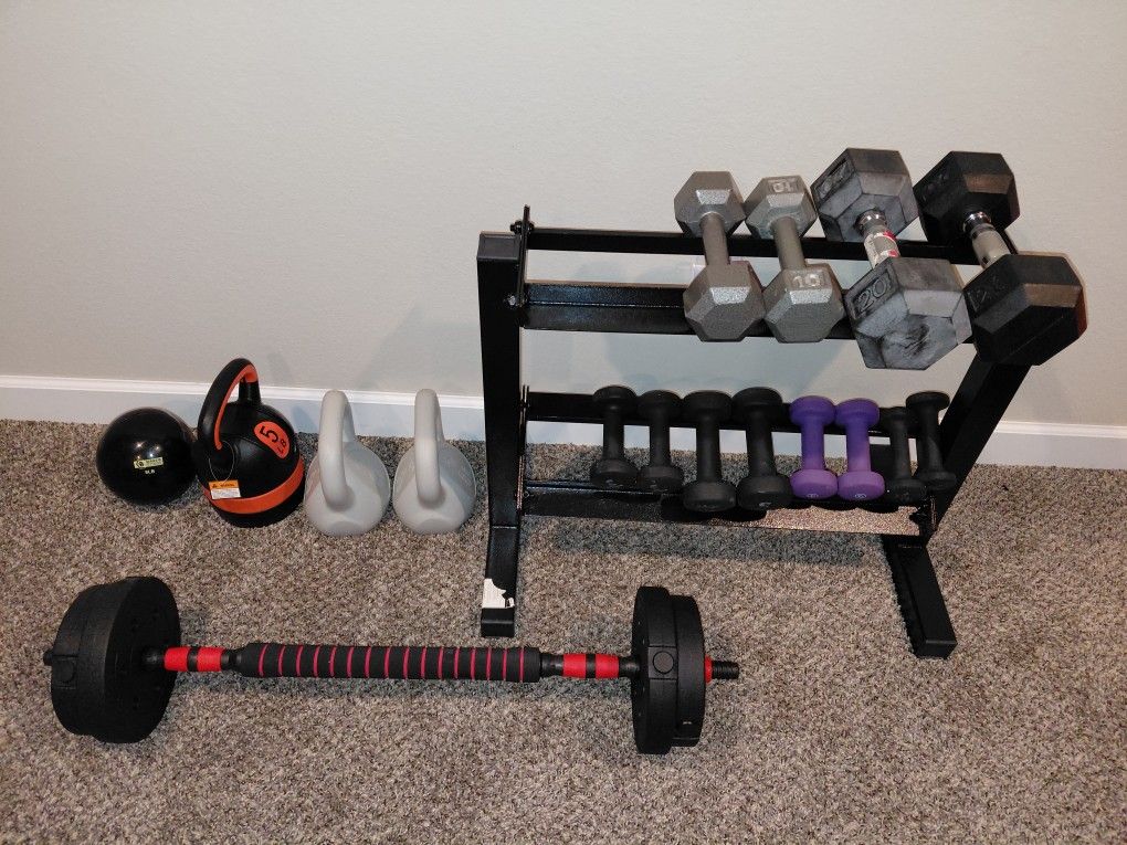 Weights, Kettlebells, Bench