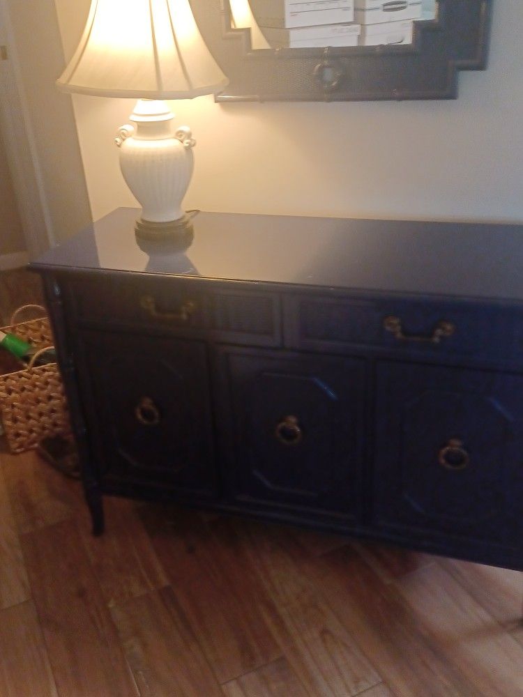 Broyhill Faux Bamboo Chest And Matching Mirror