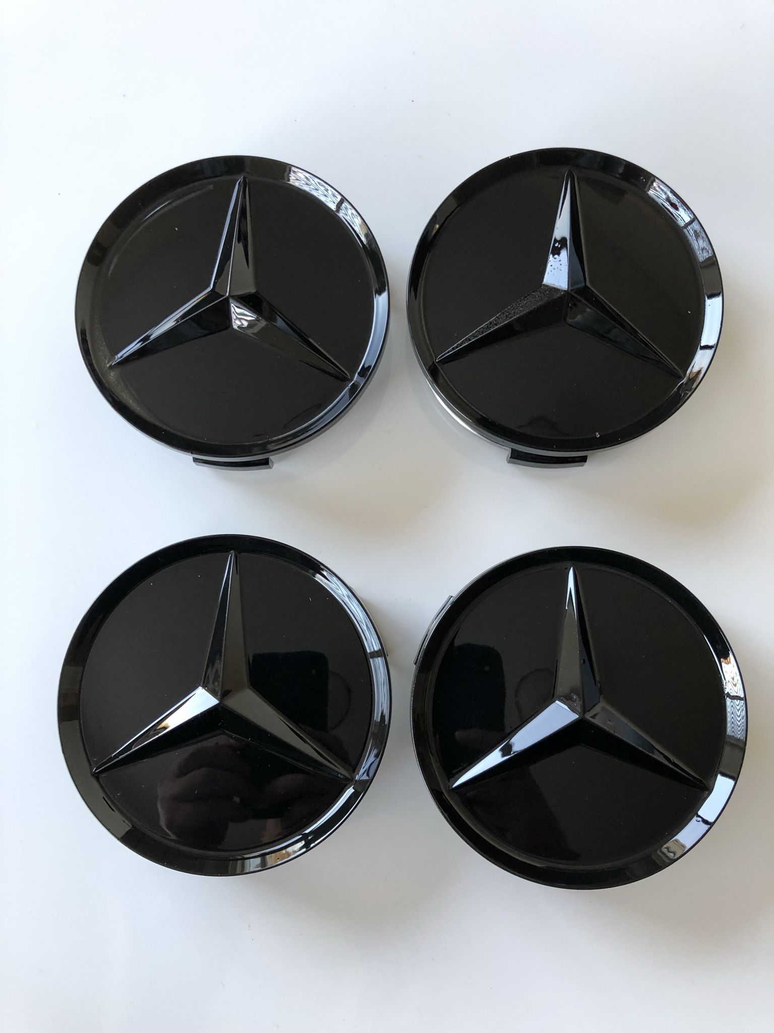 Set Of 4 For Mercedes Wheel Center Caps All Black 75mm