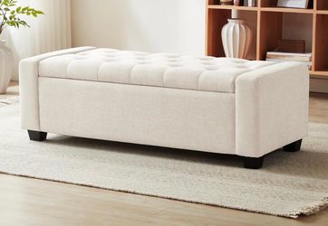 Huatean Home 48" Ottoman with Storage, Storage Ottoman Bench with Safety Hinge