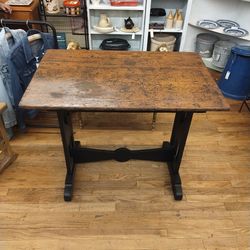 Vtg Oak library table desk pedestal base