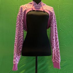 Pink Checkered Swirl Crop Jacket