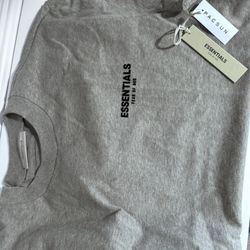 Fear of God Essentials Men's Light Oatmeal Cotton Jersey Logo T-Shirt Large 