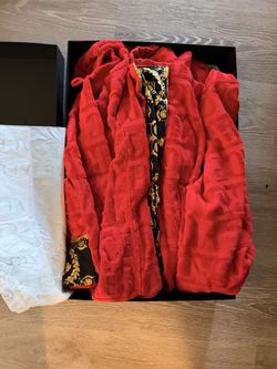 3xl Red Versace Bath Robe