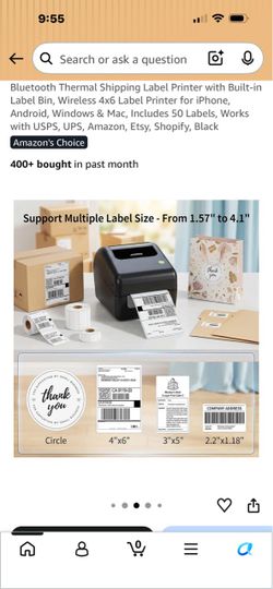JADENS Bluetooth Thermal Shipping Label Printer