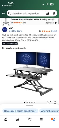 Desk converter with adjustable height