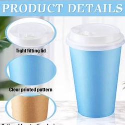 240 Pcs Coffee Cups with Lids Sleeves Straws Disposable Paper Coffee Cups Winter Chocolate Drinking