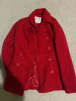 Vintage/Y2K Billabong Red Textured Double-Breasted Peacoat Jacket