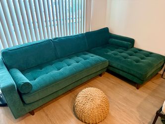 West Elm Emerald Green Sectional Sofa