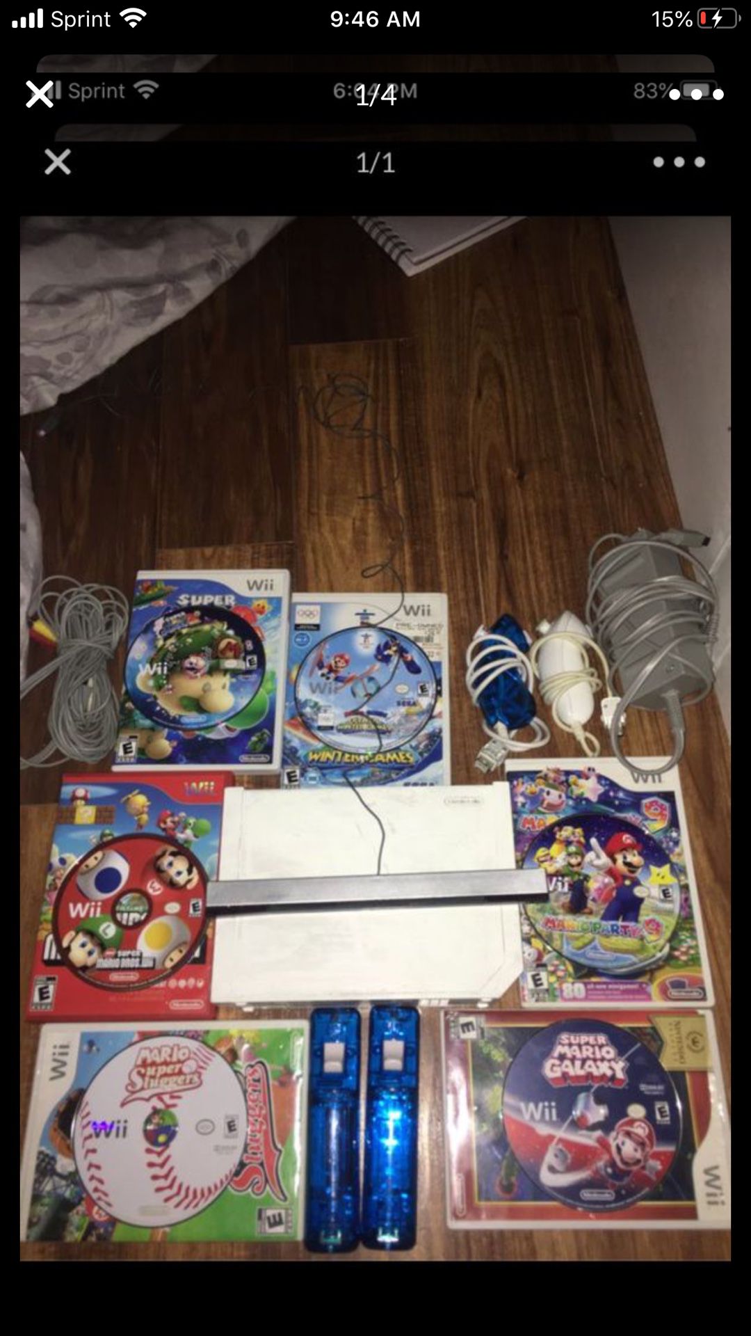 Wii comes with 6 games! All wires and 2 controllers (with nunchucks)