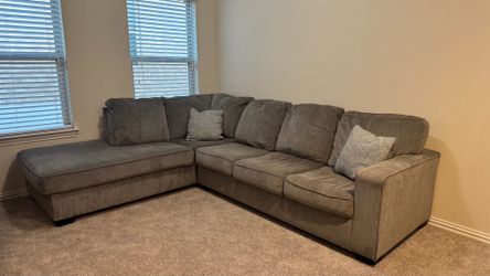 Ashley Furniture Excellent Condition Gray Sectional Sleeper Sofa - 2-Piece