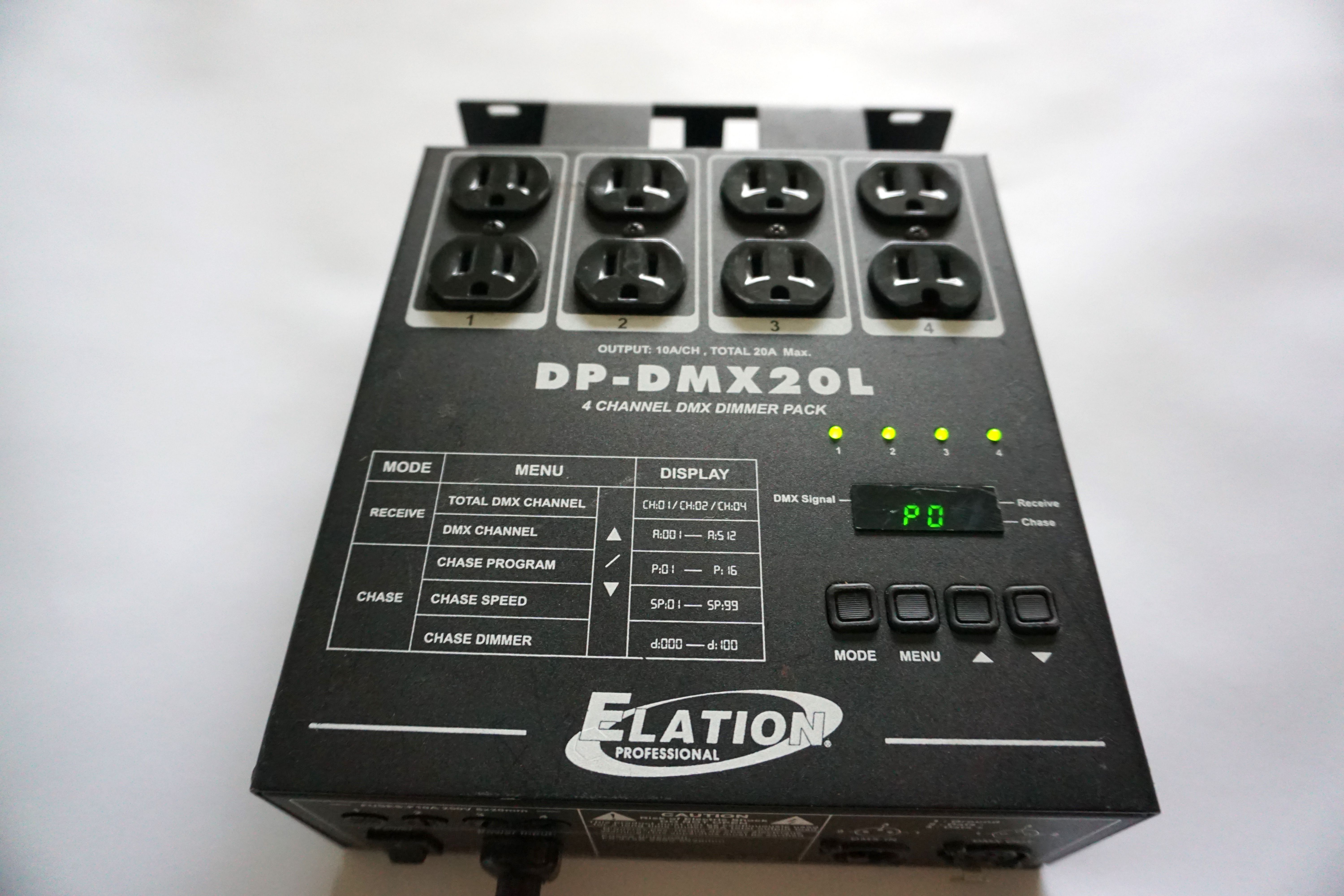Elation DPDMX20L 4 ch DMX Dimmer Pack with 16 built in Chases Scenes