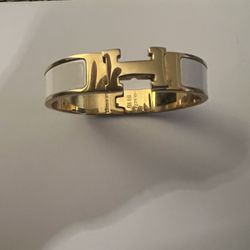 Hermes White Cli Clac Bracelet 