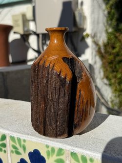 Vintage mid century wooden bud vase