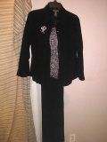 Long black dress with a black button up jacket