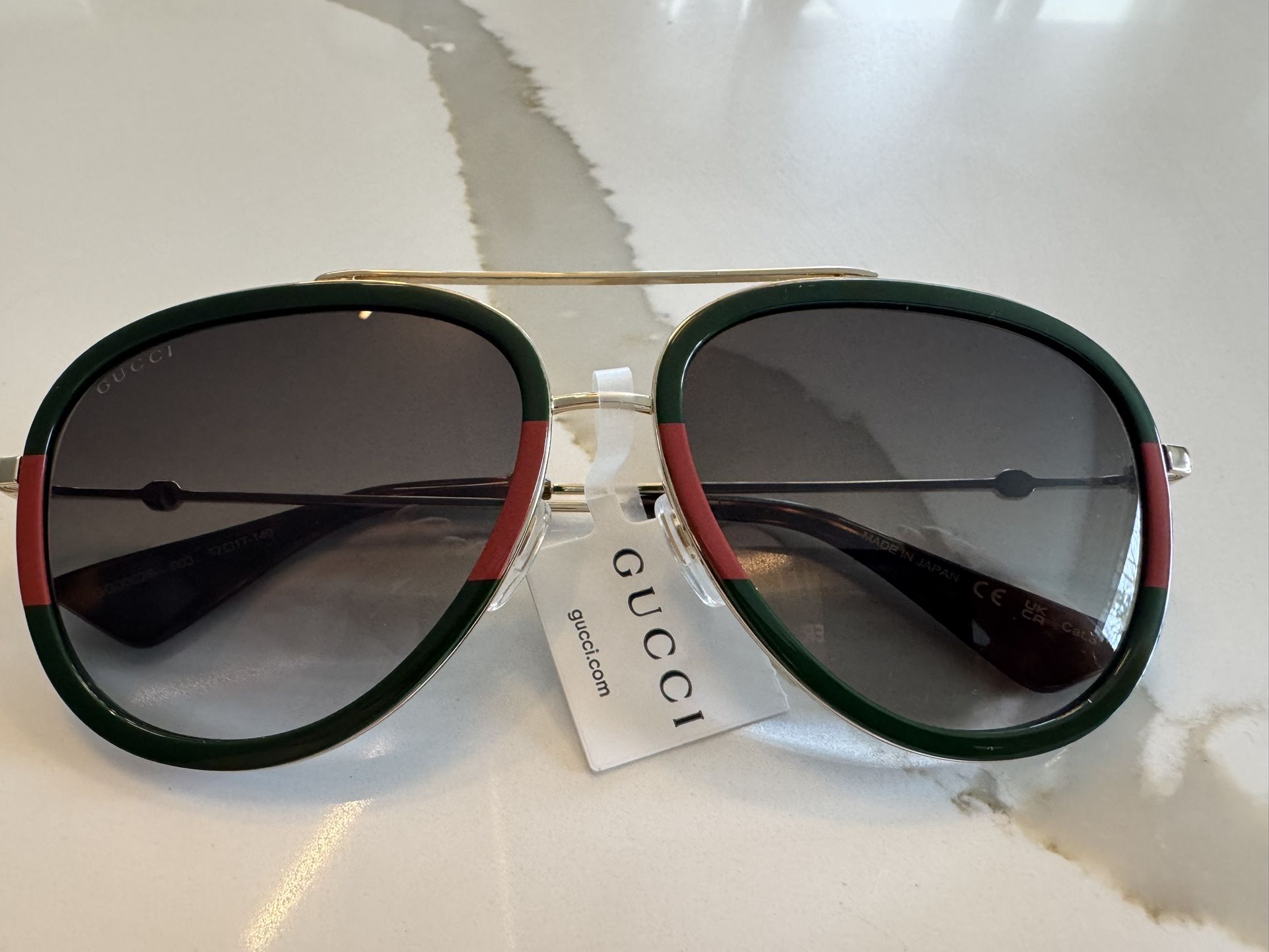 Gucci Green and Red Aviator Sunglasses