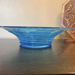 FOSTORIA Grape Brocade Blue #2362 Vintage Flared Floral Bowl