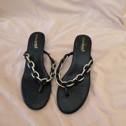 Black And Gold Kitten Heels