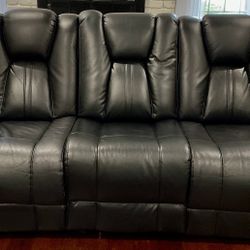 $300 Black Leather Dual Power Reclining Sofa 