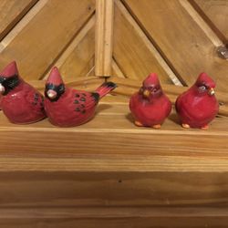 2 Sets Of Cardinal Red Bird Salt And Pepper Shakers