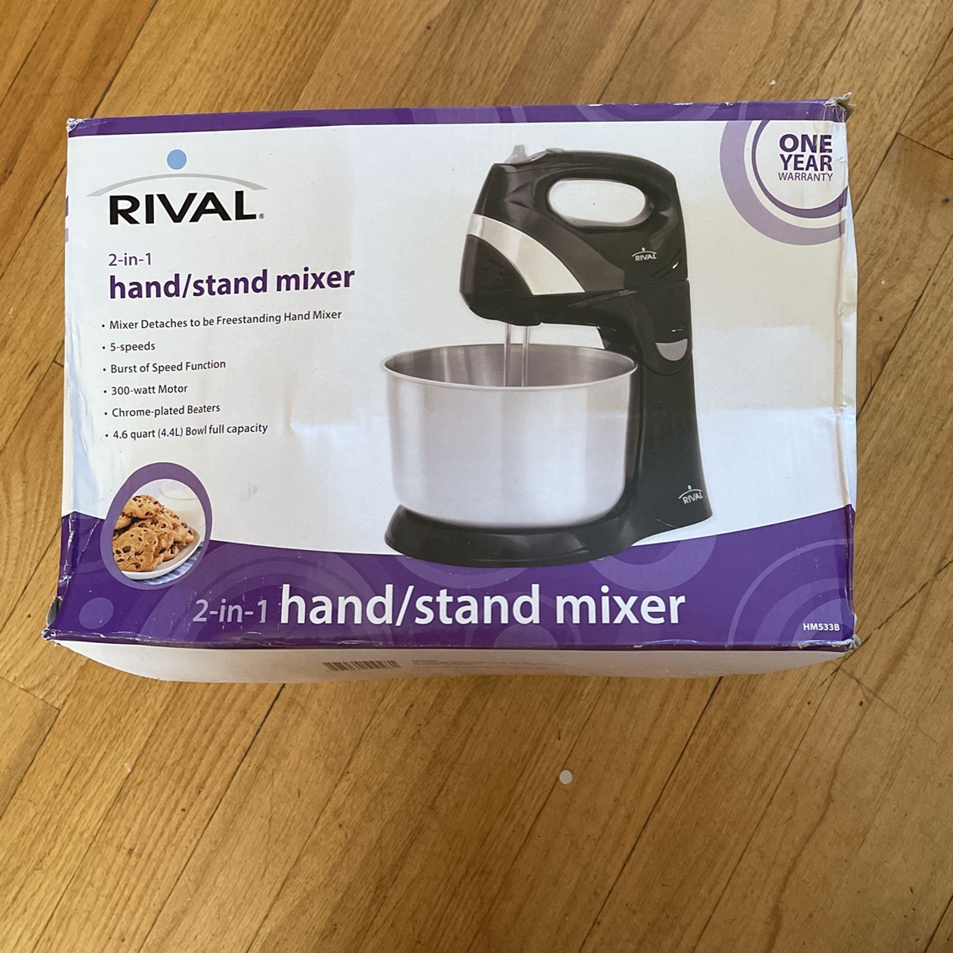 New In Box Hand/stand Rival Mixer 5 Speeds 4.5 Quarts $45.00