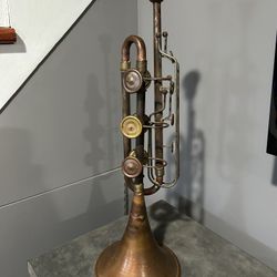 Decorative Steampunk Vintage Copper Trumpet Trombone Handmade
