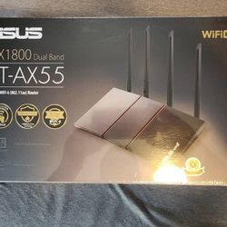 ASUS RT-AX55 AX1800 Wireless Dual-Band WiFi 6 Gigabit Router (Black)