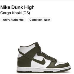 Nike Dunk High Cargo Khaki Size GS 6