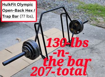 Hulk-Fit Heavy Duty Solid Steel Open Back Hex Trap Bar/130-LBS OLYMPIC WEIGHTS