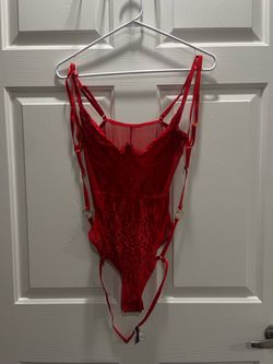 Red Lace Strappy Lingerie Bodysuit